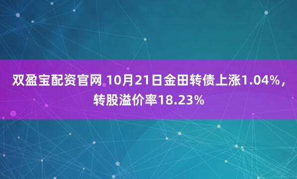 双盈宝配资官网 10月21日金田转债上涨1.04%，转股溢价率18.23%