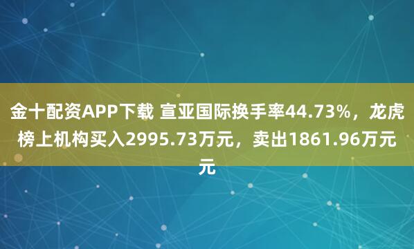 金十配资APP下载 宣亚国际换手率44.73%,龙虎榜上机构买入2995.73万元,卖出1861.96万元